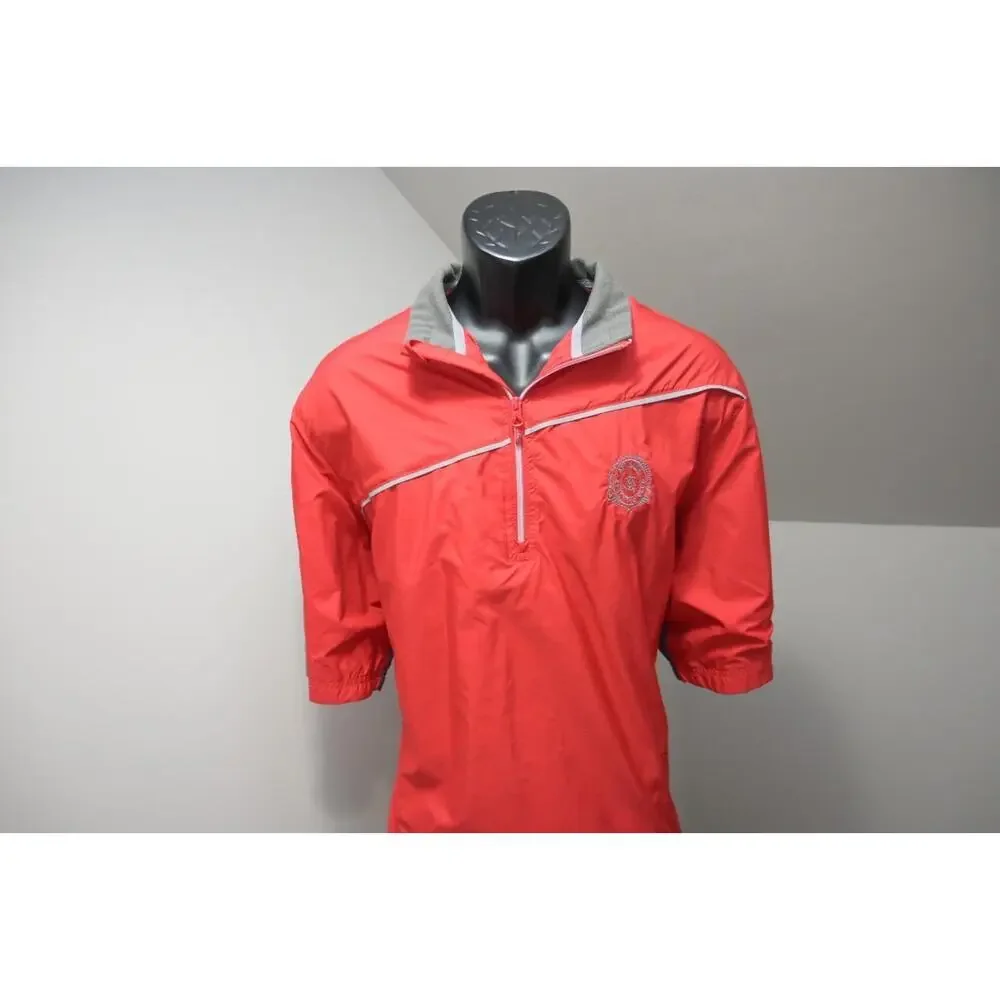 Sunice Golf 1/4 Zip Windbreaker Jacket Pull Over Red Short Sleeve Mens‎ Sz XL